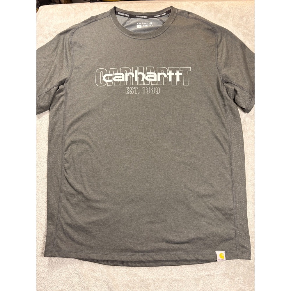 Carhartt Force Mens Large Gray Relaxed Fit Graphic Performance Tee